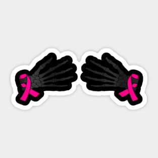 Womens Skeleton Hand With  Ribbon Breast Cancer Awareness Sticker